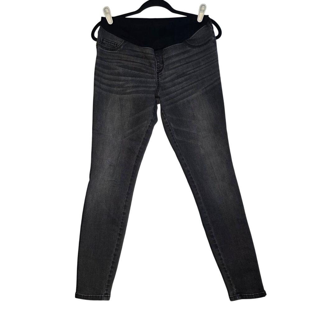 Liz Lange Maternity Grey skinny jeggings jeans full Panel size 8